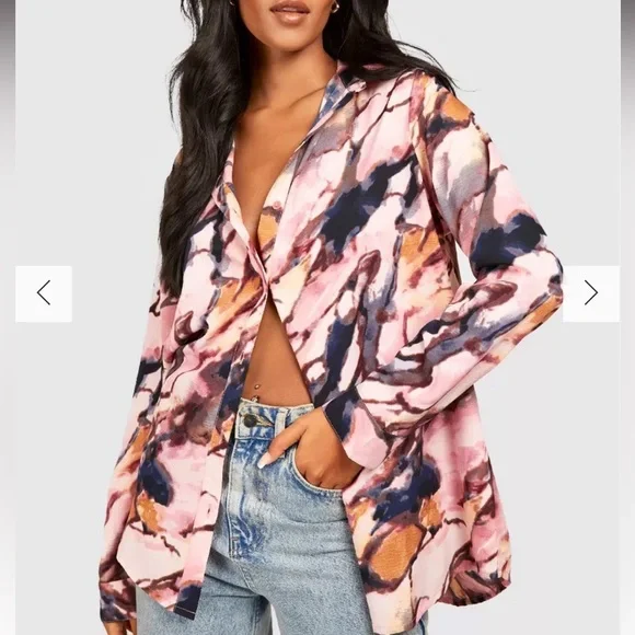 Tall Marble Abstract Print Shirt - Picture 4 of 9